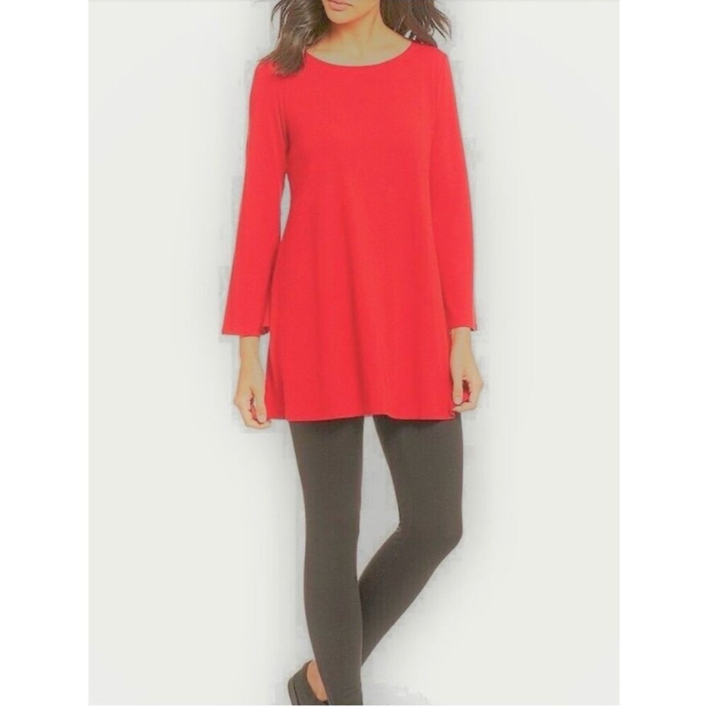 Eileen Fisher Red Knit Tunic Top